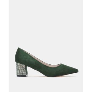 hunter green block heels