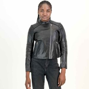 Women's Cargo Biker Waxed Brown 100% Leather Jacket- Supreme Leather