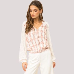 Lucky Brand Border Print Top - Women's Shirts/Blouses in Red Multi