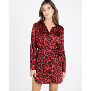 quiz red and black leopard print dress