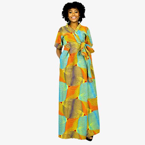 Kundai Long Collar Wrap Dress Africa Fashion House | South Africa | Zando