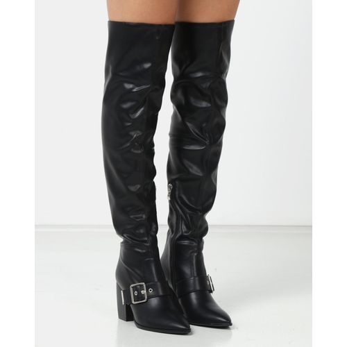 Lily Western Belted Long Boots Black 