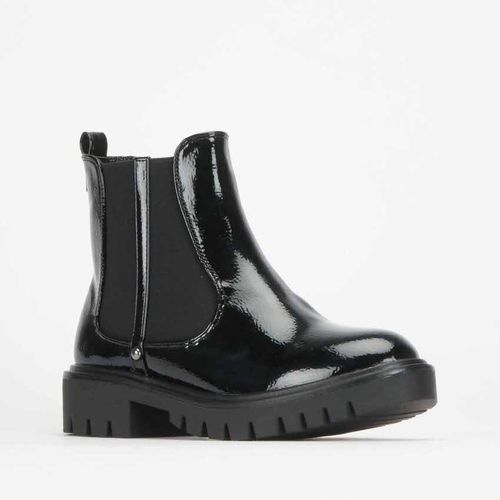 patent chunky ankle boots