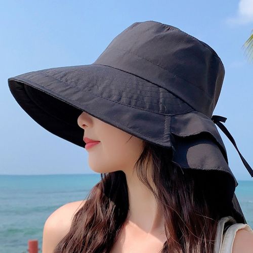 Women Summer Neck Protection Sunscreen Hat 8062 Black Bazics, South Africa