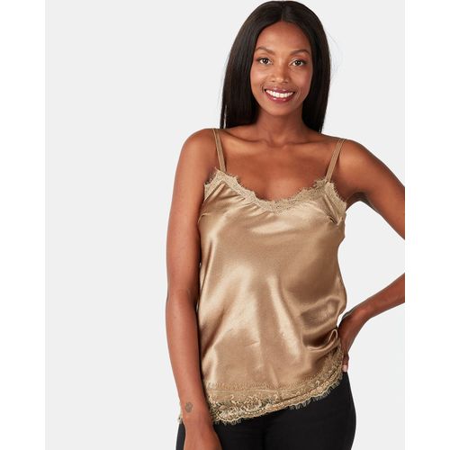Satin Cami with Lace Trim Gold UB Creative, South Africa