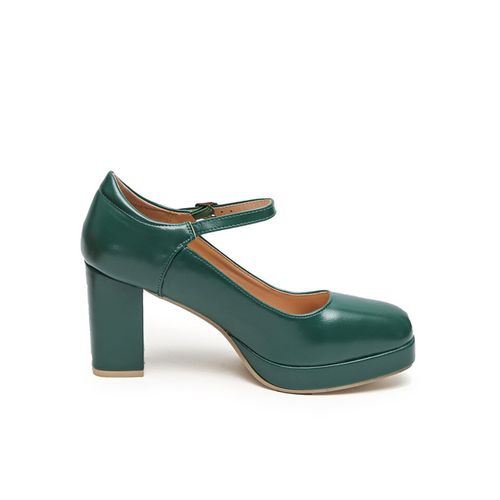 Classic Block Heel Plarform High Heels with Ankle Strap JSF11-Green TTP ...