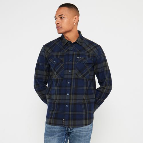 Long Sleeve Flannel Check Shirt-Green/Navy-Jeep Jeep | South Africa | Zando