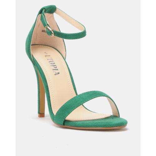 green barely there heels
