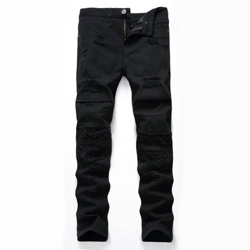 Solid Colour Ripped Tattered Jeans, Black JAVING | Price in South ...