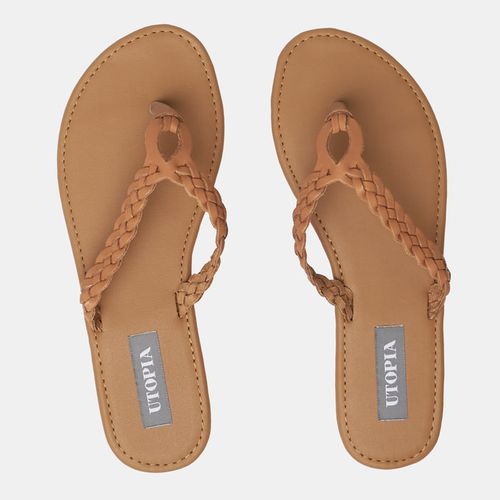 Leather Interlaced Thong Sandals Tan Utopia | South Africa | Zando