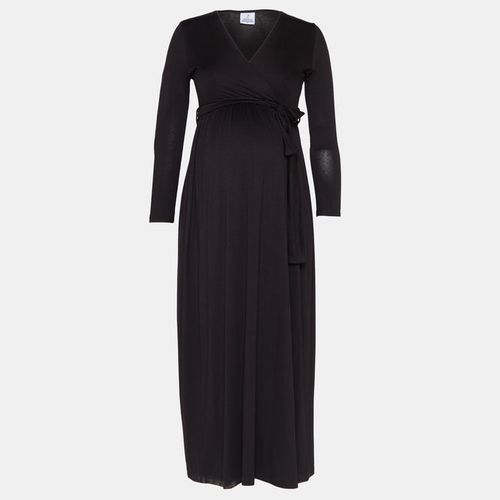 Long Sleeve Crossover Maternity Maxi Black Absolute Maternity | South ...
