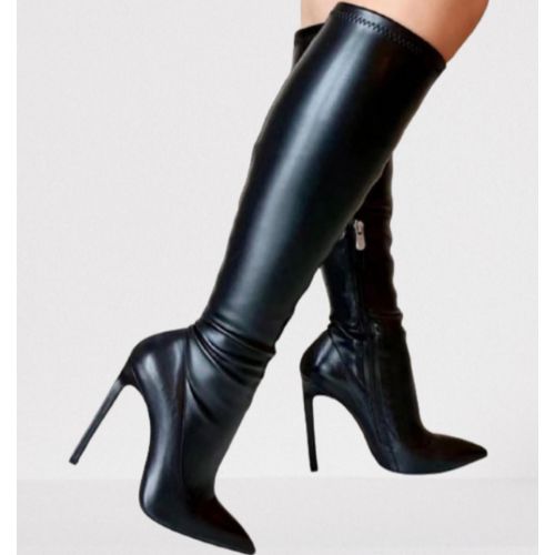 BIGTREE High Heels Ankle Boots Shiny Patent Leather