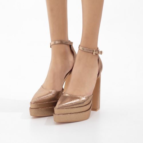 Amazon.com | LIJCC Heeled Sandals for Women, Bridal Pumps Wedding Shoes  Women's Silk Like Satin Court Shoes with Ankle Strap Chunky Heel Dress Platform  Pumps,Champagne,5 | Sandals