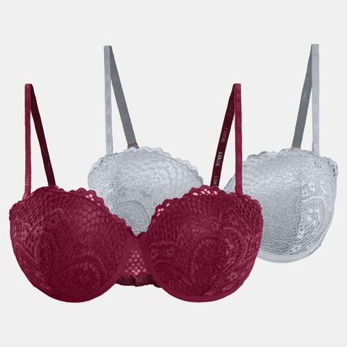 2PK Galloon Lace Multiway Bra In Gore With Branded Elastic Straps