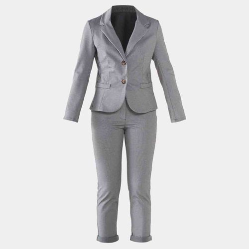 Nove - Grey Check - Slim Stretch Suit Pants, Suit Pants