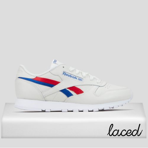 Reebok Classic Leather Ladies Chalk Red Blue Vector Print Sneaker White ...