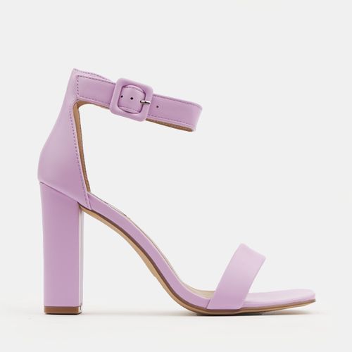 Square Toe Block Heel Sandals - Silver or Purple - Just $7