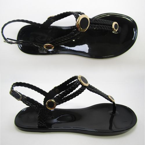 PVC Jelly Sandals Black with Black & Gold Stud- Charlotte Sandals & Me ...