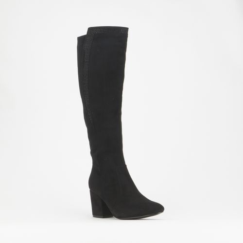 Public Desire Caryn White Pu Block Heeled Knee High Boots | Lyst UK