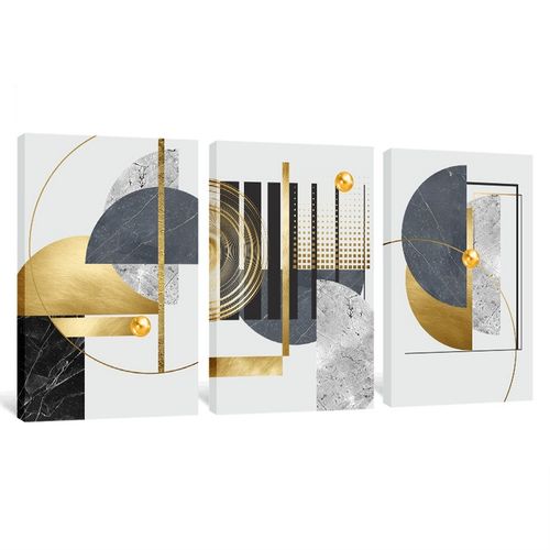 Gold Foil 3-Piece Abstract Art Geometric Canvas Print Wall Art