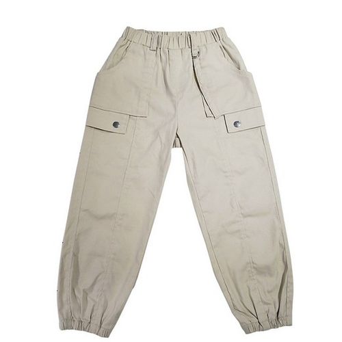 Boys Loose Fitting Solid Colour Cargo Trouser Pants, Cream JAVING ...