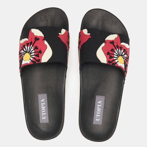 Poppy Print Flatform Sandals White/ Dark Pink Utopia | South Africa | Zando