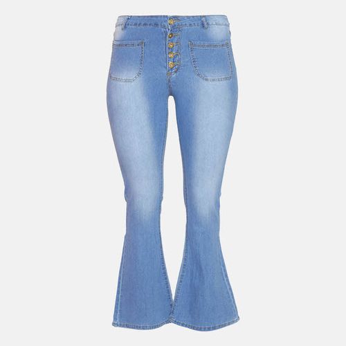 Curvy Button Fly High Waist Jeans Light Blue JAVING | South Africa | Zando