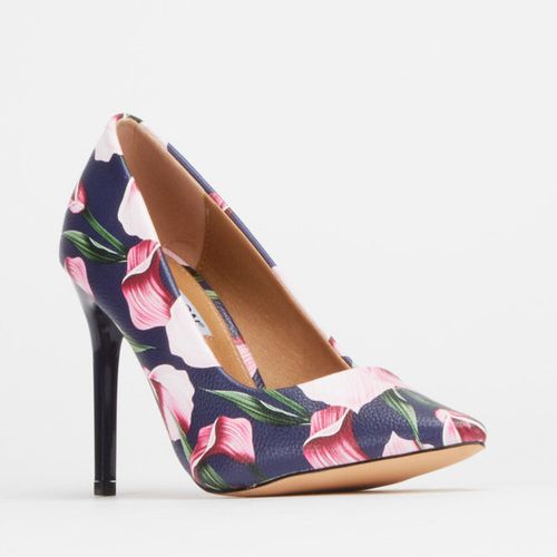 navy floral heels