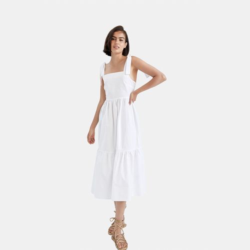 Women's Summer Dress Strappy Square Neck-White DeFacto | South Africa ...