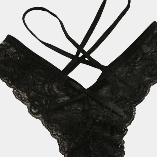 Woman Lace Panties, Sexy Criss Cross Strappy 3 pack PurplePeanuts