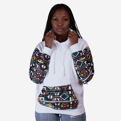 Ndebele Reloaded African Hoodie by Tribe Afrique - White Tribe Afrique ...