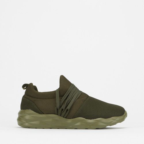 Textured Sole Fly Knit Sneakers Olive JAVING | South Africa | Zando