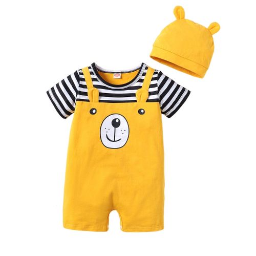 Baby Boy Fake 2pcs Short Sleeved Jumpsuit-Yellow Catpapa Kids | South ...