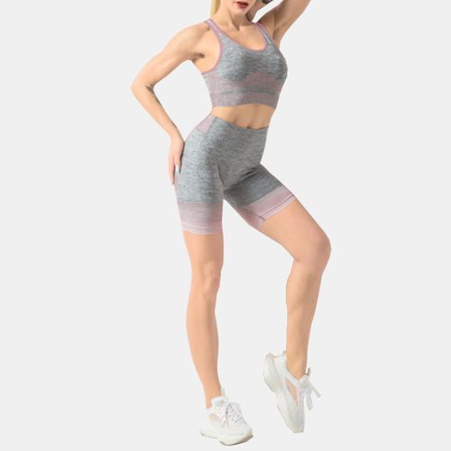 Yoga Gym Activewear Short Tights Bra Top Set - Pink Olive Tree