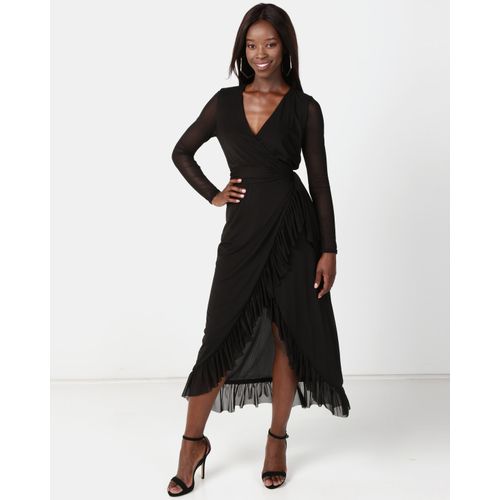 Mesh Wrap Waist Dress Black NA-KD | South Africa | Zando