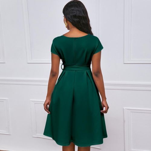 Women A Line Party Event Prom Elegant Pleated Dress Green Aomei | South ...