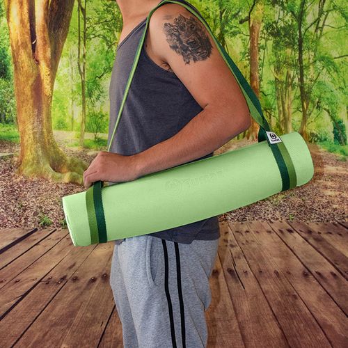 premium 6mm Eco TPE yoga matt and strap - Army Green&Green Tumaz