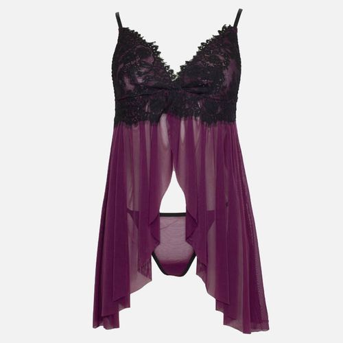 Babydoll Lace Chemise Lingerie with matching G-String Burgundy Amila, South Africa