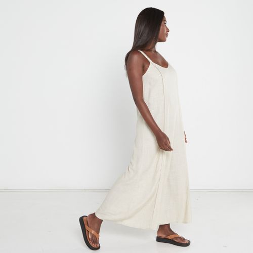 Real Linen Strappy Maxi Dress Oatmeal Pick N Pay South Africa Zando 5359