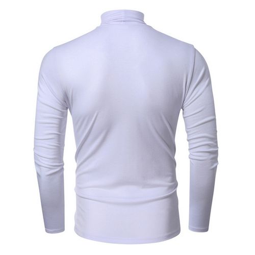 Solid Colour Polar Neck Slim Fit T-shirt, White JAVING | South Africa ...