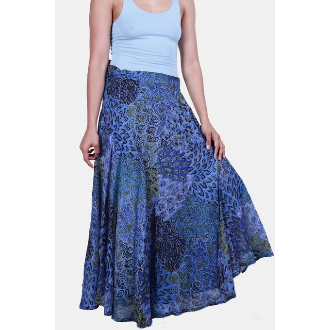 SKA Peacock Print Skirt- Blue Ska Clothing | South Africa | Zando