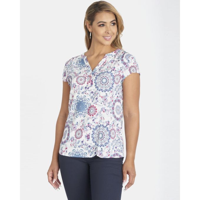 Contempo Short Sleeve Printed Viscose Top Pink Contempo | South Africa ...