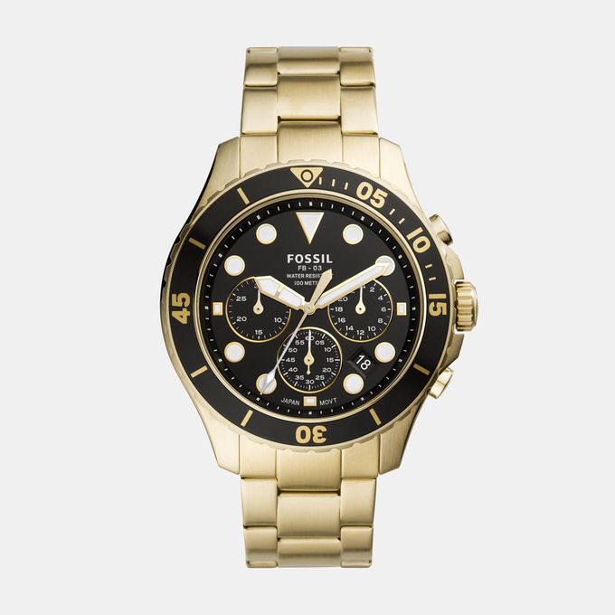 FB-03 Black Dial Stainless Steel Watch Gold Fossil | South Africa | Zando