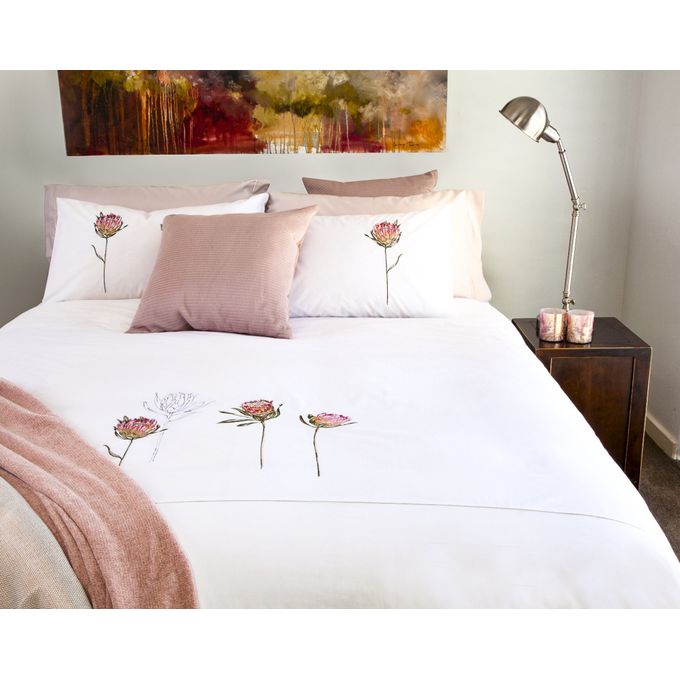 Protea Embroidered Cotton Percale Duvet, Protea Duvet Covers South Africa