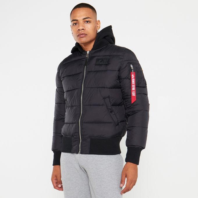 MA-1 ZH Black Print Puffer Hooded Black Alpha Industries | South Africa ...