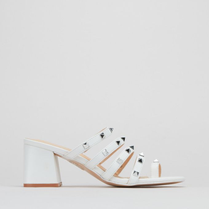 white low heel mules