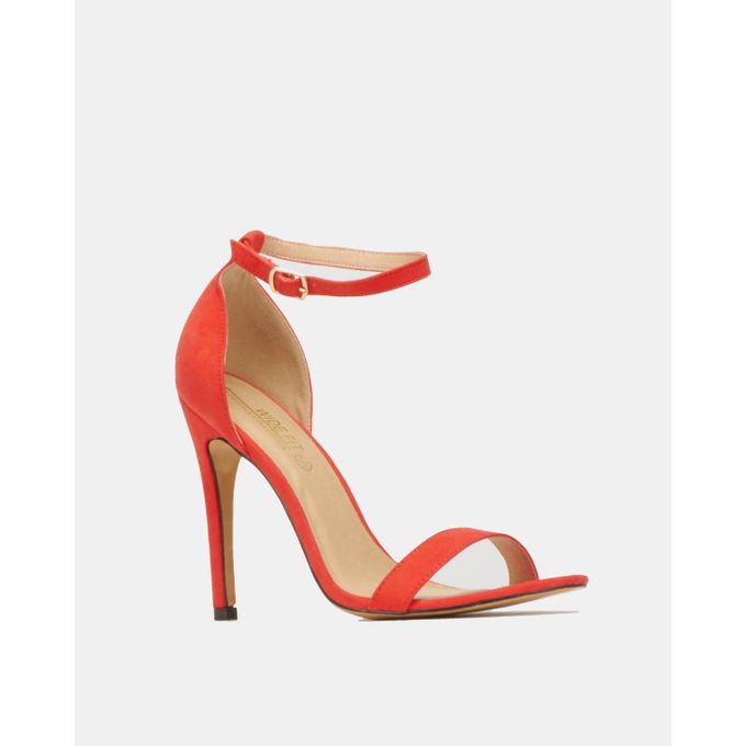 coral barely there heels