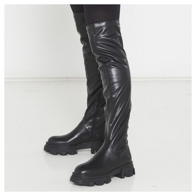 Stretch Chunky Thigh High Boots Black Utopia | South Africa | Zando