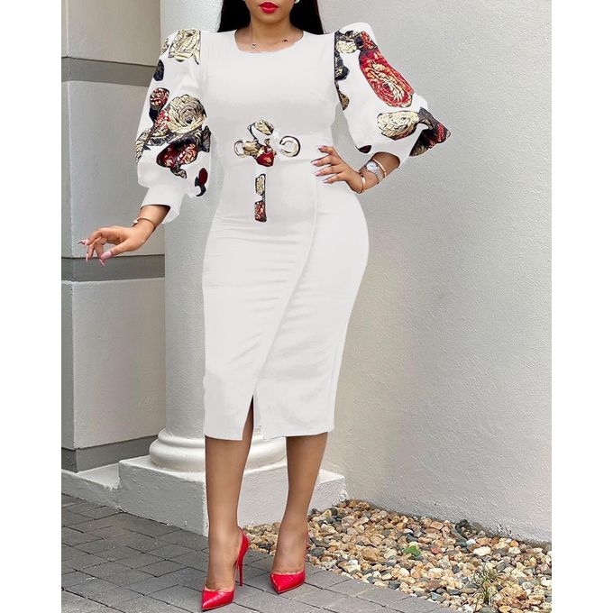 Ladies Elegant Bodycon Three Quater Sleeve Dress White Aomei Price In South Africa Zando