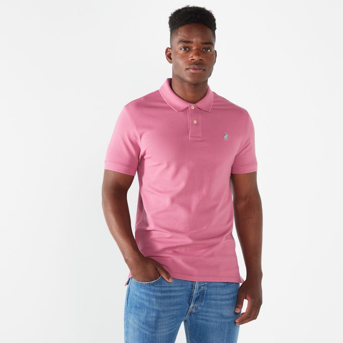 Mens Carter Custom Fit Short Sleeve Pique Golfer Pink Polo | Price in ...